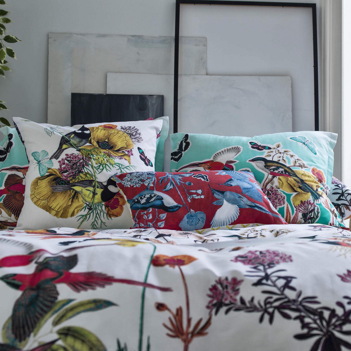 KISSENBEZUG birds of paradise 60x60 cm mehrfarbig - Multicolor, Textil (60/60cm) - Happy Friday