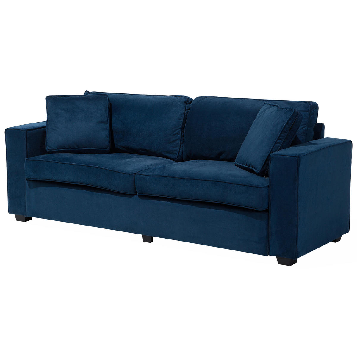 3-SITZER-SOFA Samtstoff Marineblau Falun - Hellblau, Textil (204/82/78cm) - Beliani