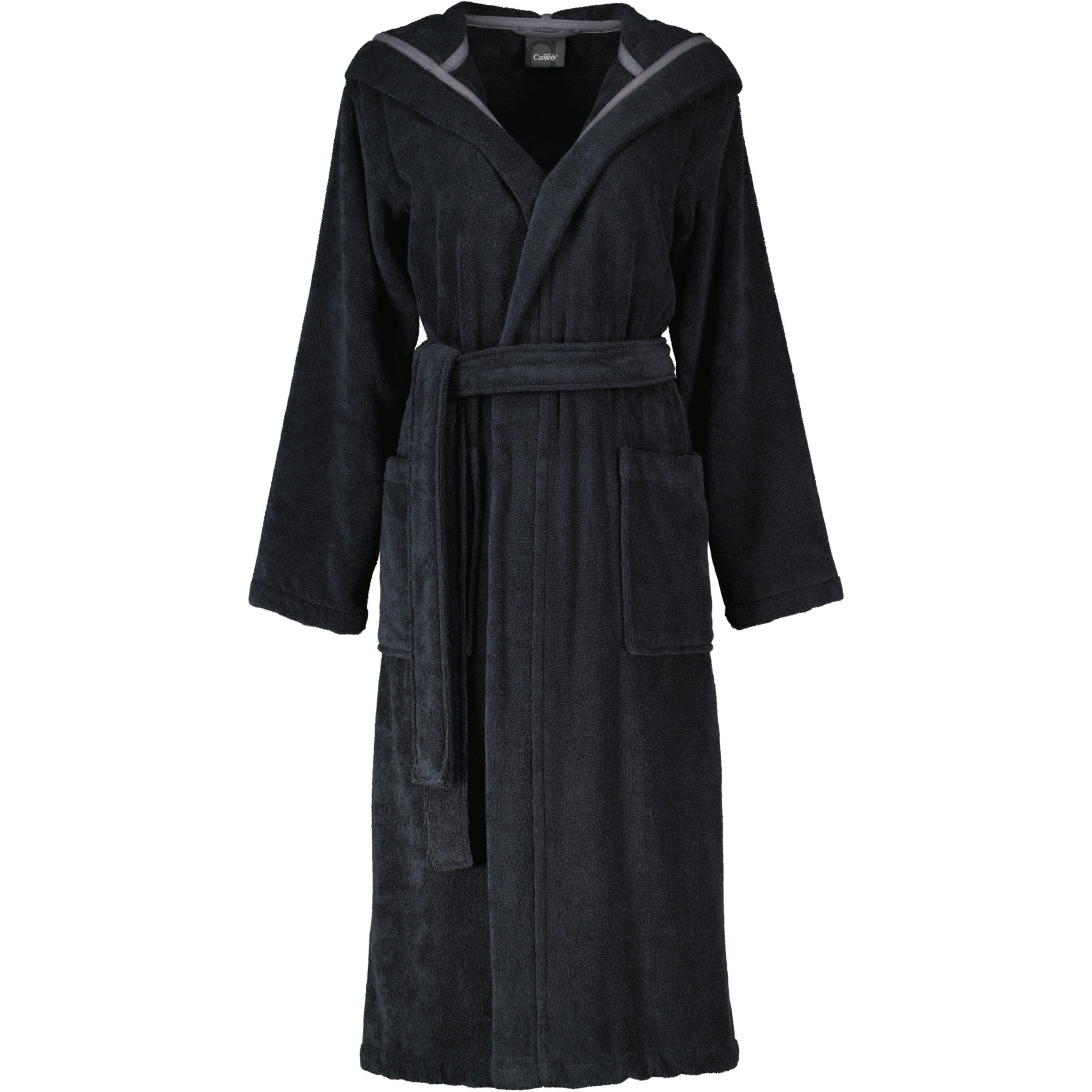 BADEMANTEL DAMEN KAPUZE UNI 827 LAVA - 97 - Schwarz, Textil (Snull) - Cawoe