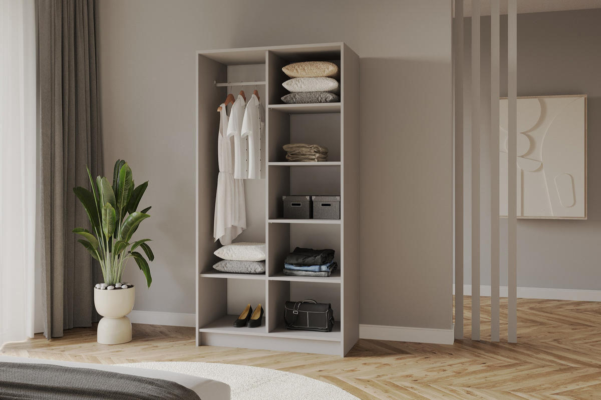 KLEIDERSCHRANK - LUSSO - 102 - Kaschmir - Kaschmir/Goldfarben, Holzwerkstoff (102/200/51cm) - ALTDECOR