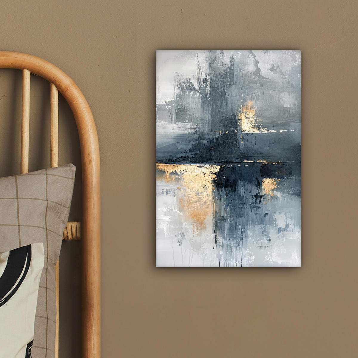 LEINWANDBILD Kunst - Grau - Gold - Abstrakt 20x30 cm - Dunkelgrau, Textil (20/30cm) - MuchoWow