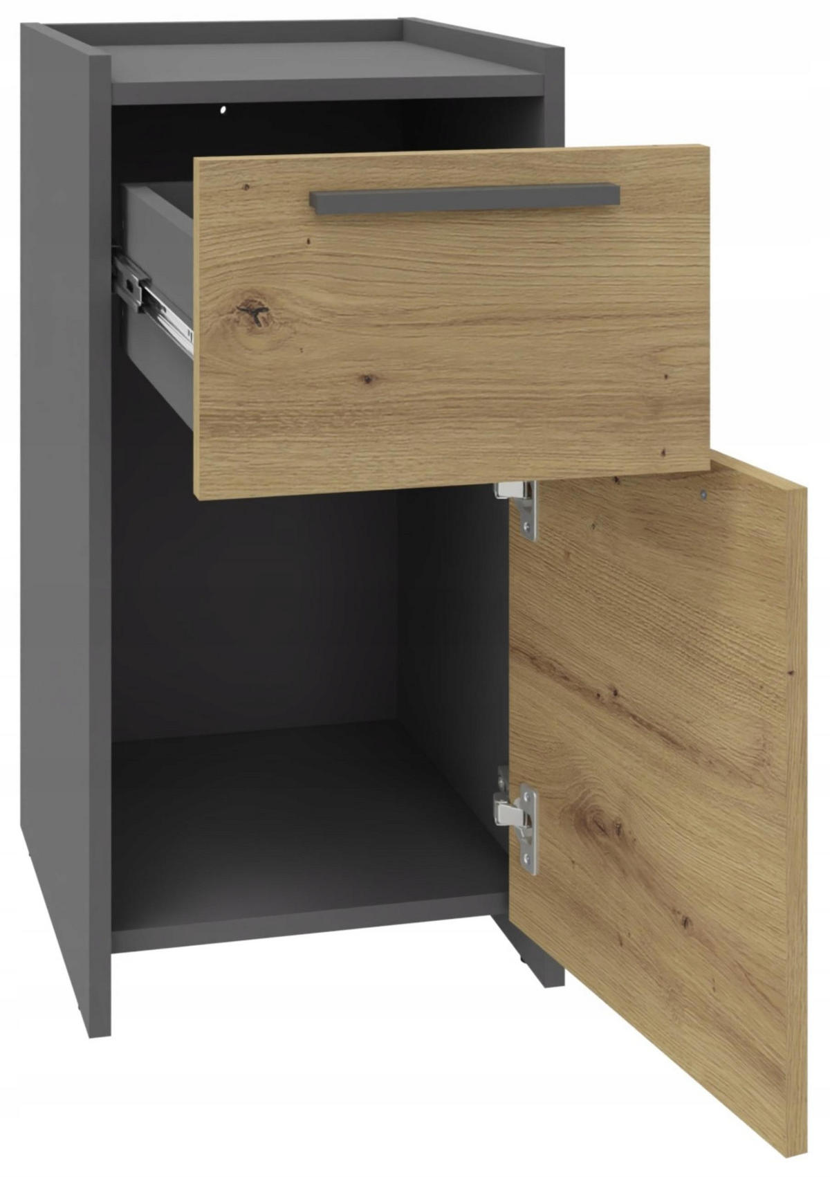 KOMMODE ALTIVO 1D1SW Anthrazit-Artisan Eiche 36/35,6/70,4 cm - Anthrazit/Eiche Artisan, Holzwerkstoff (36/70.4/35.6cm) - Matkam Möbel