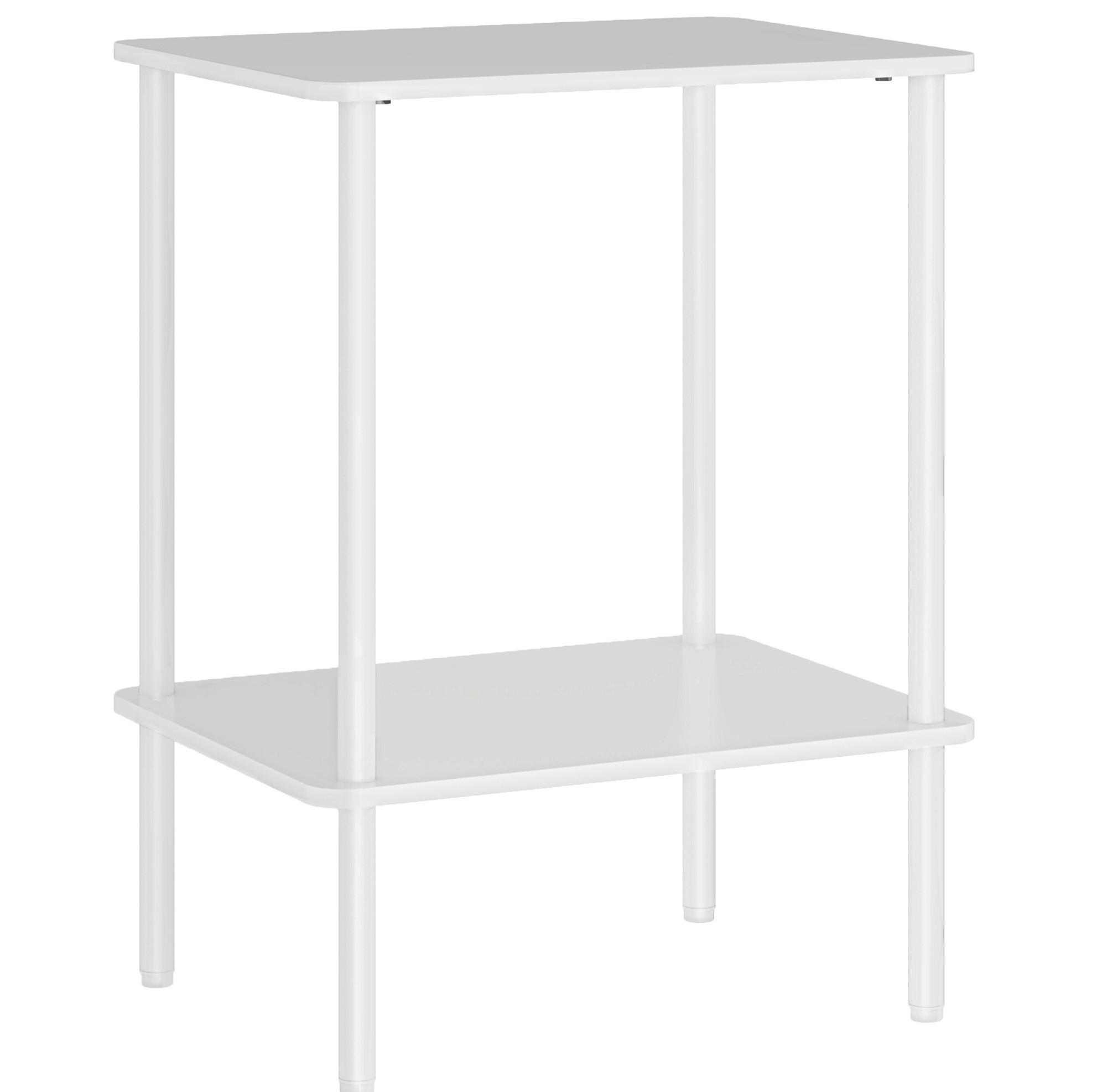 BEISTELLTISCH 40/30/52,2 cm mit 2 Ablagen, Metallrahmen und Holzwerkstoff, Weiß - Weiß, Holzwerkstoff (30/40/52.2cm) - Redom