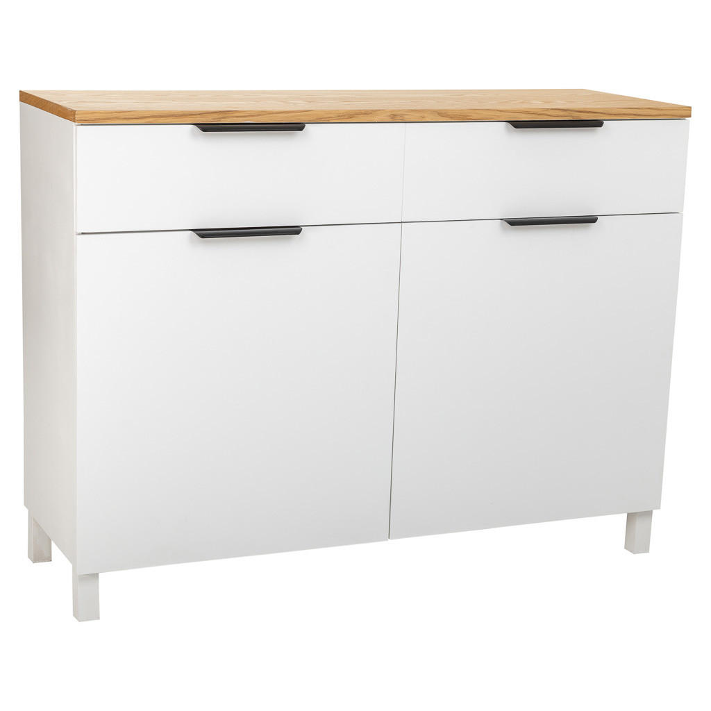 ANRICHTE aus Holz mit 2 Schubladen und 2 Türen 120x40x76 - Weiß, Holz (120/76/40cm) - Wanderlust