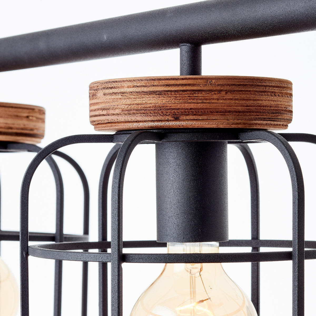 PENDELLEUCHTE Gwen 99798/66 - Schwarz, Holz (115/20/157.5cm) - Brilliant