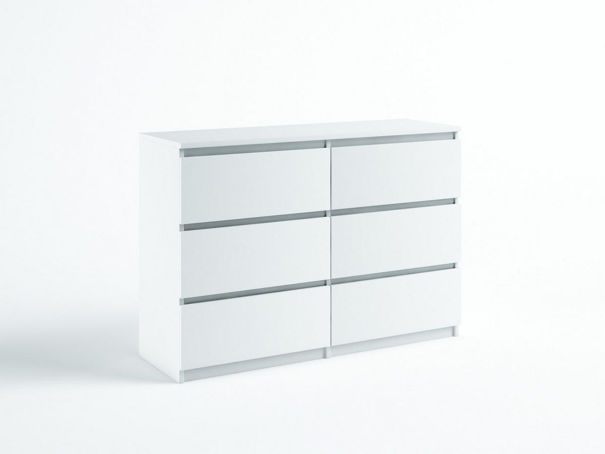 KOMMODE bella6 140 Weiss mat - Weiß, Holzwerkstoff (140/76/35cm) - roe furniture