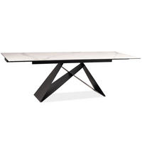 ESSTISCH Westin Weiß Marmor / Schwarz Matt 180-260 / 90 / 77cm - Schwarz/Weiß, Holz/Keramik (90/260/77cm) - Feldmann-Wohnen