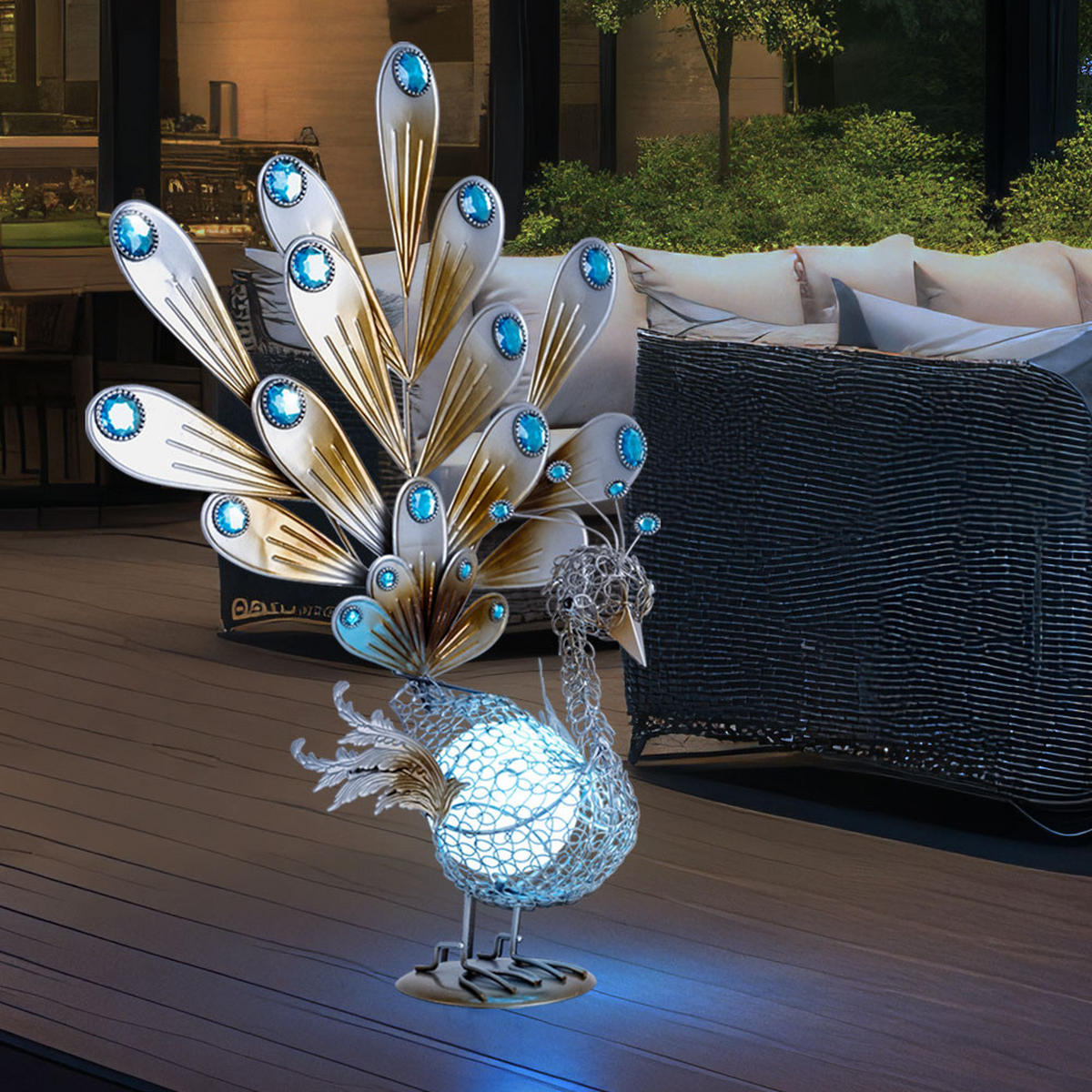LED AUSSENLEUCHTE Solar Silber - Silberfarben, Metall (38/21.3/56.8cm) - Globo Lighting