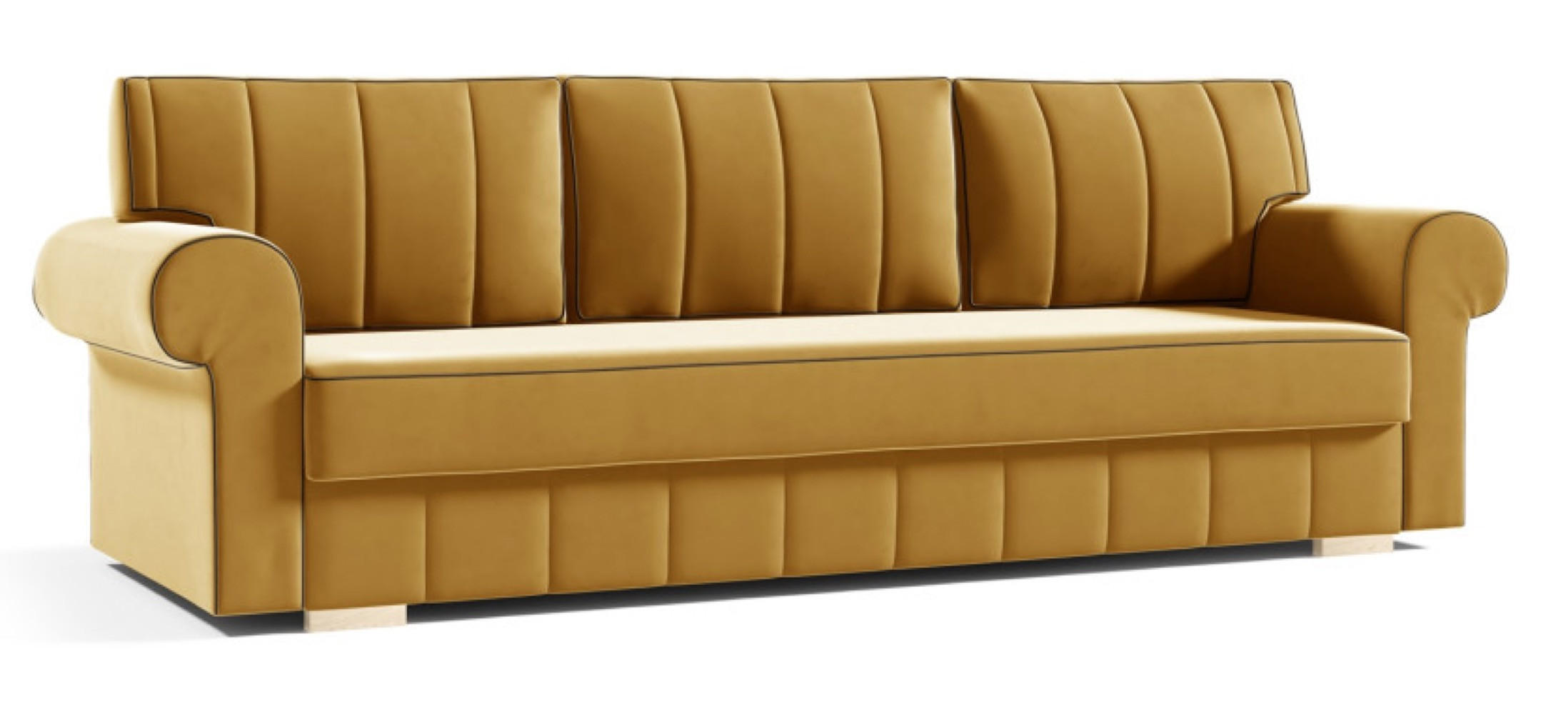 SOFA Senfgelb INES Mit Steppnähten - Gelb, Textil (237/90/85cm) - Sepro Meble