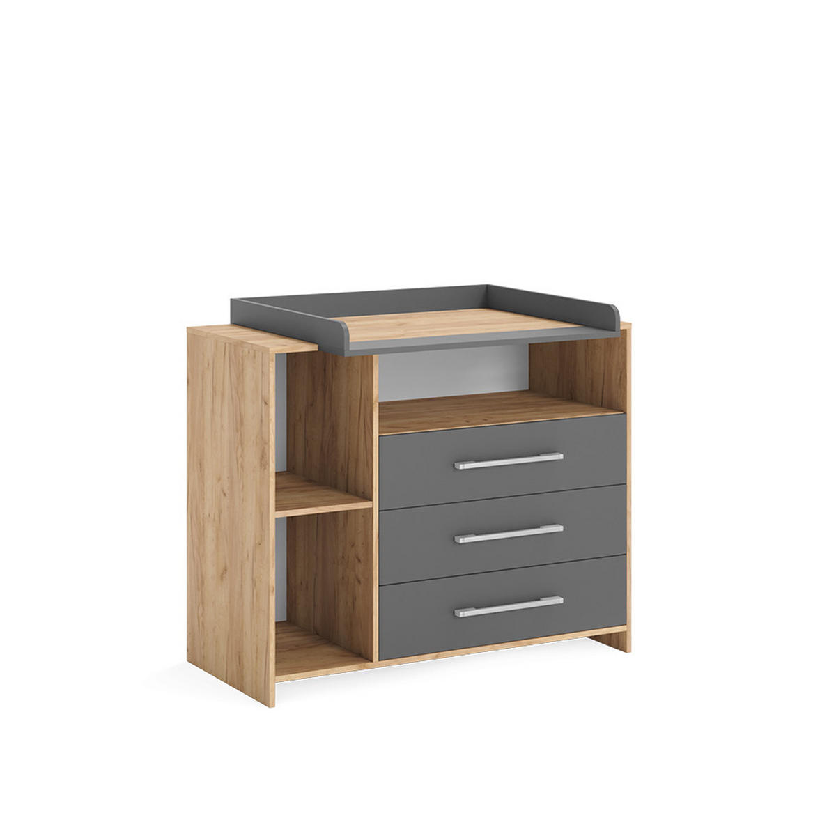 WICKELKOMMODE Oskar Anthrazit/Sonoma 113 x 100 cm - Anthrazit/Sonoma Eiche, Holzwerkstoff (113/100/53cm) - Vicco