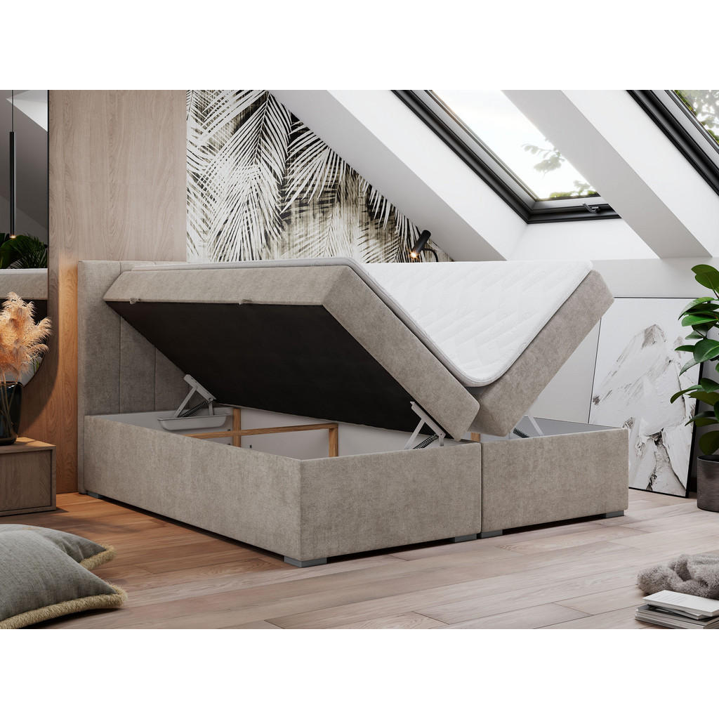 Thumbnail - Boxbett, Beige, Textil, 2-Sitzer, H4, 7-Zonen, Rechteckig, 120x200 cm, Oeko-Tex®, Schlafzimmer, Betten, Boxspringbetten
