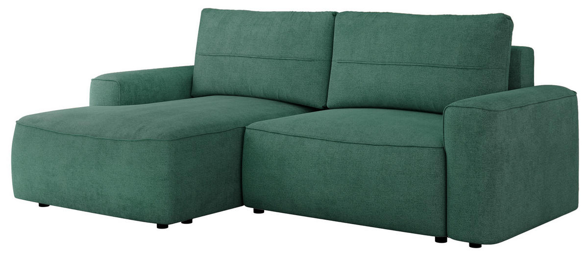 ECKSOFA BELLUNO L Grün Strukture - Links - Schwarz/Grün, Textil (144/233cm) - MKS
