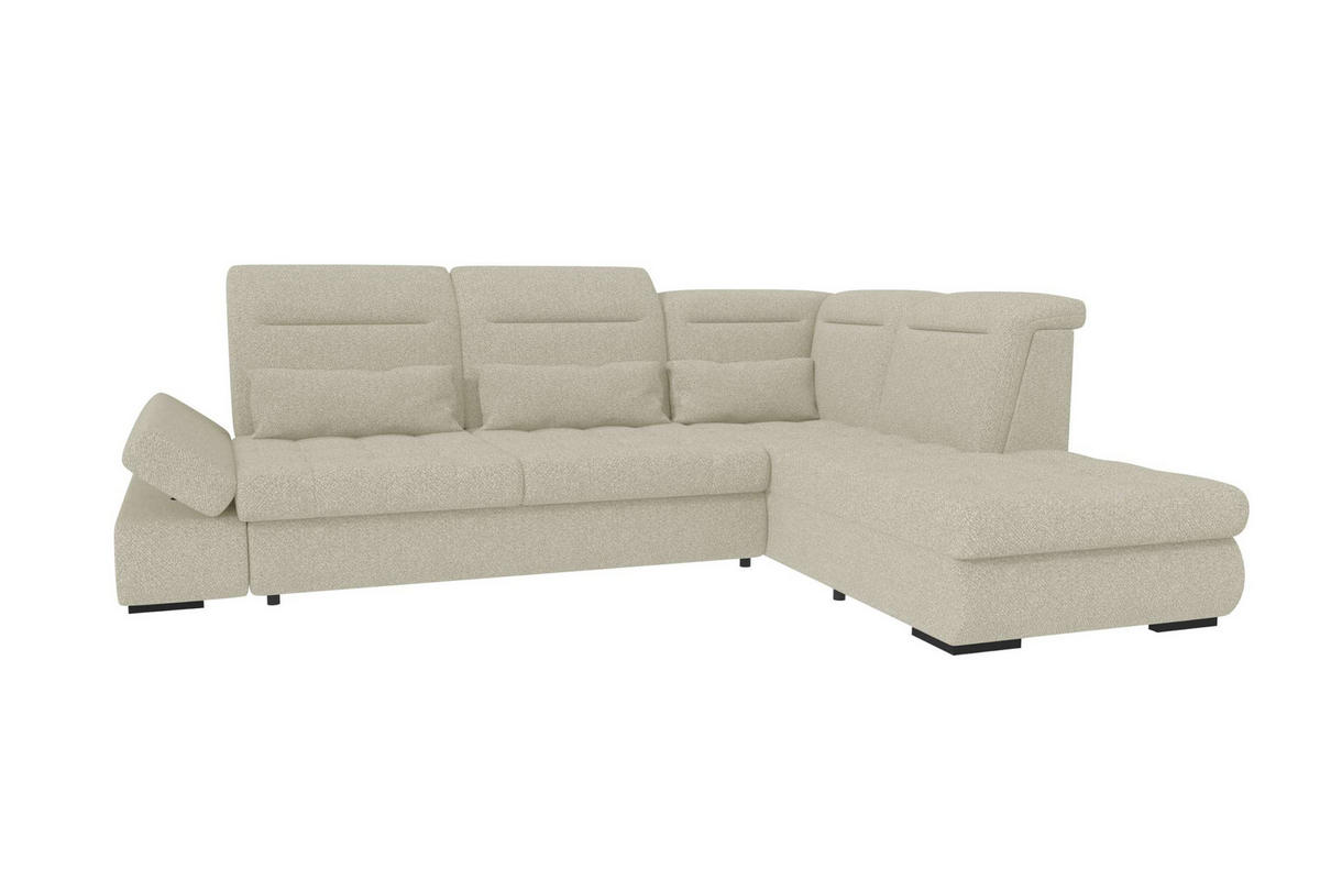 ECKSOFA Toscana Strukturstoff inkl. Schlaffunktion - Hellgrau, Textil (279/227cm) - 99rooms