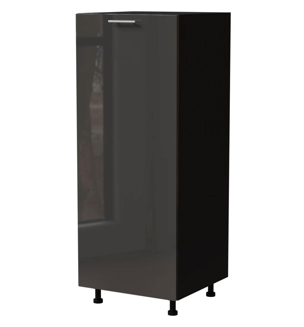 VORRATSSCHRANK Essen Graphit Hochglanz / Schwarz Matt 60 / 59 / 154cm - Schwarz/Graphitfarben, Holz/Holzwerkstoff (60/154/59cm) - Feldmann-Wohnen