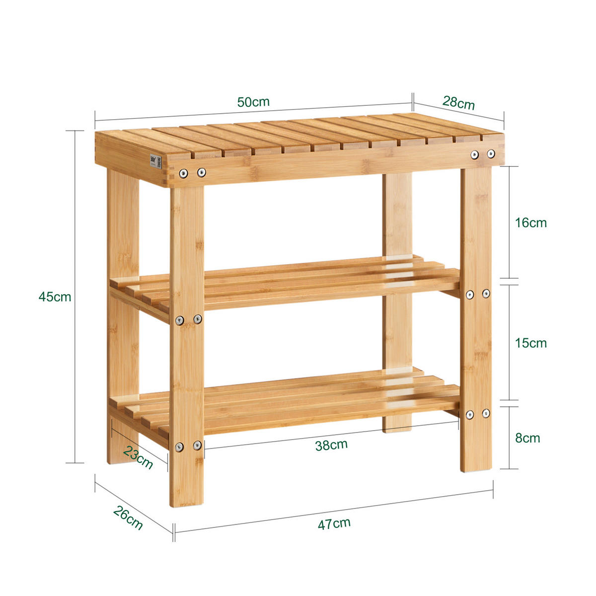 SCHUHREGAL Natur - Naturfarben, Holz (50/45/29cm) - SoBuy