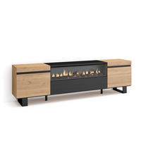 LOWBOARD Elektrokamin, eiche, schwarz, 200/35/57cm - Eichefarben/Naturfarben, Holzwerkstoff (200/57/35cm) - Skraut Home