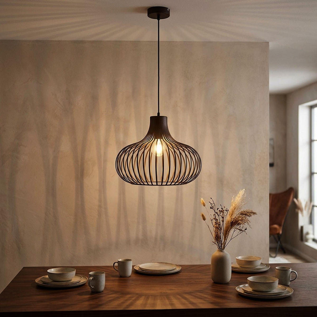 LED PENDELLEUCHTE MATEO, Metall, rostfarben matt - Bronzefarben, Metall (40/40/150cm) - Nowa