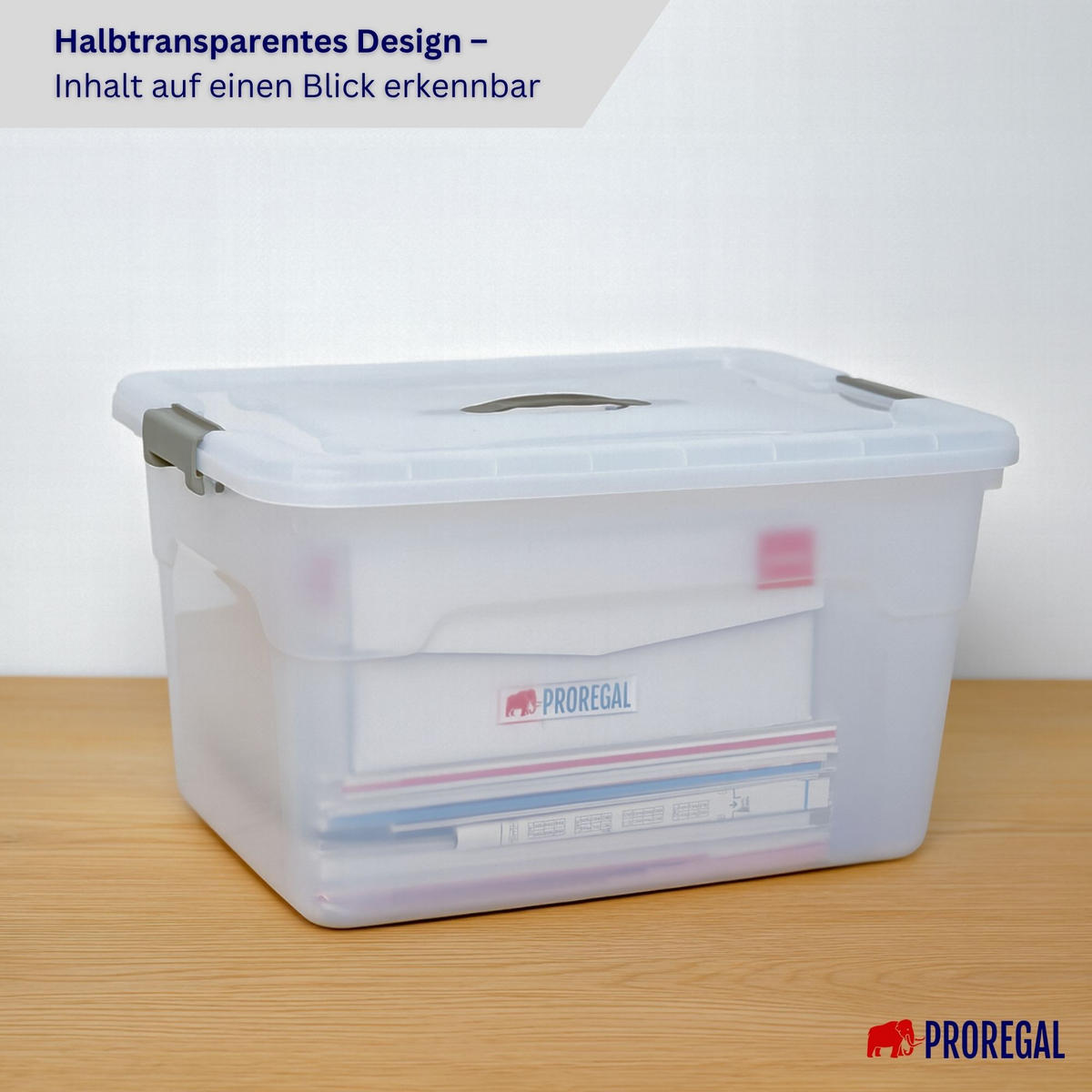 AUFBEWAHRUNGSBOX mit Deckel 30L im 6er Set Klein transparent stapelbar - Transparent, Kunststoff (46/26/33cm) - PROREGAL