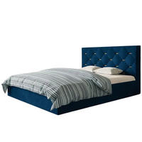 POLSTERBETT SIM 4 mit Kopfteil, 180 x 200 cm mit Bettkasten und Lattenrost aus Holz, Velourstoff, Farbe: Blau - Blau, Holz/Kunststoff (180/200cm) - Sepro Meble