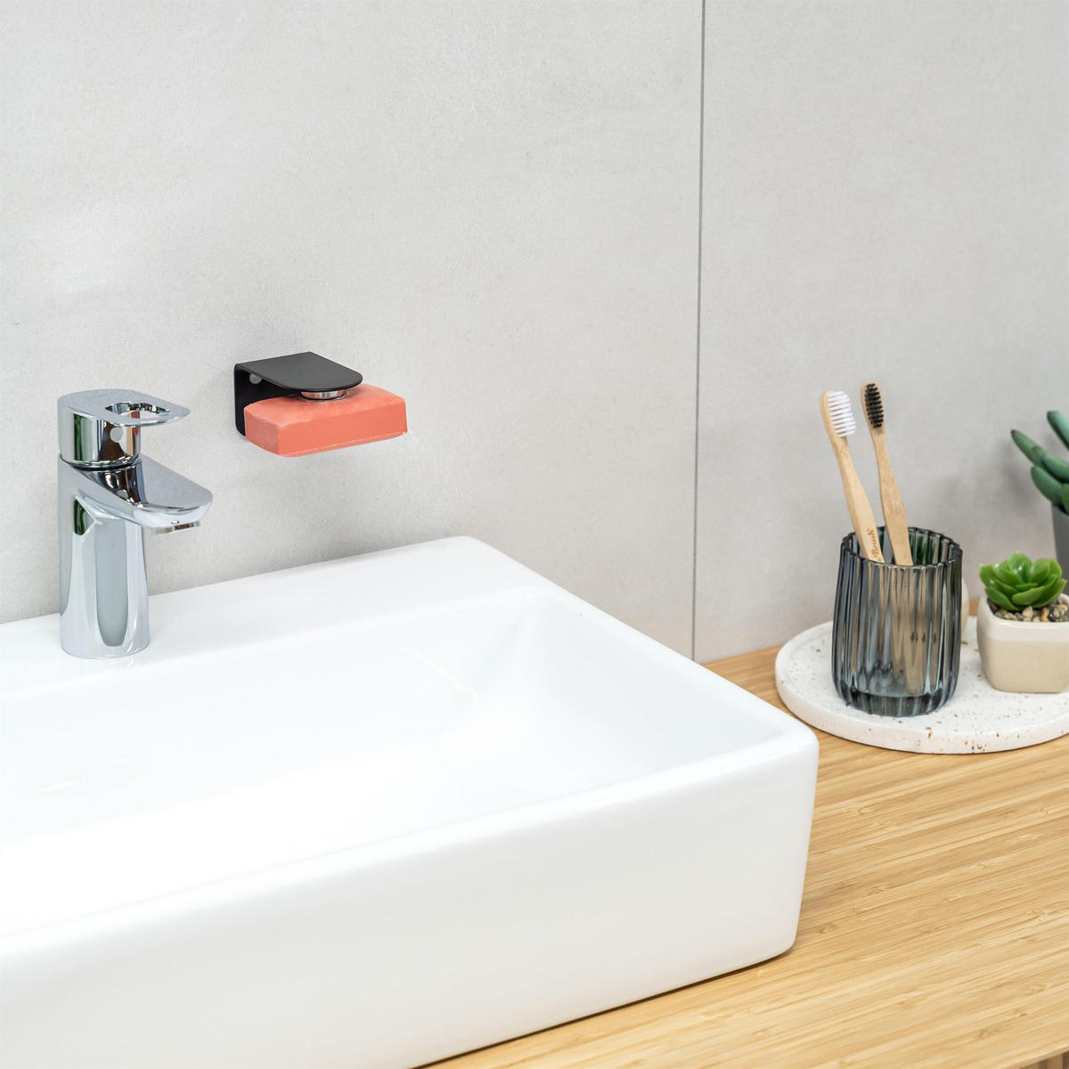 MAGNET-SEIFENHALTER PUREZZA 2er-Set schwarz - Schwarz, Metall (4.5/4.5/8cm) - bremermann