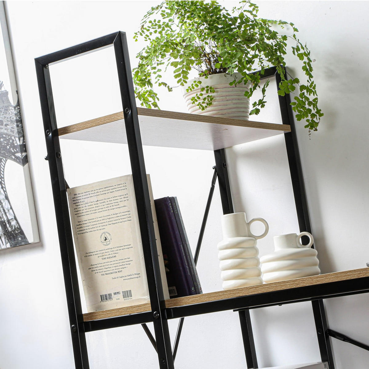 SCHREIBTISCH L120cm mit 4 Regalen im Industrial-Stil - Apfelbaumfarben, Holzwerkstoff (120/60/120cm) - Calicosy