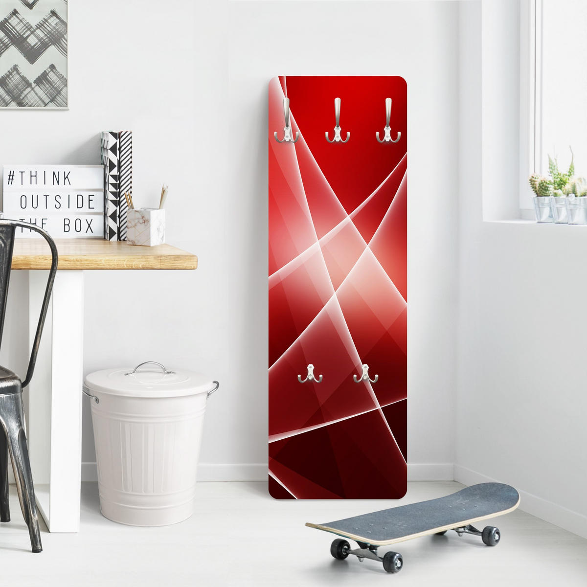 WANDGARDEROBE - Red Reflection 34/105 cm - Rot, Holzwerkstoff (34/105/1.6cm) - Bilderwelten