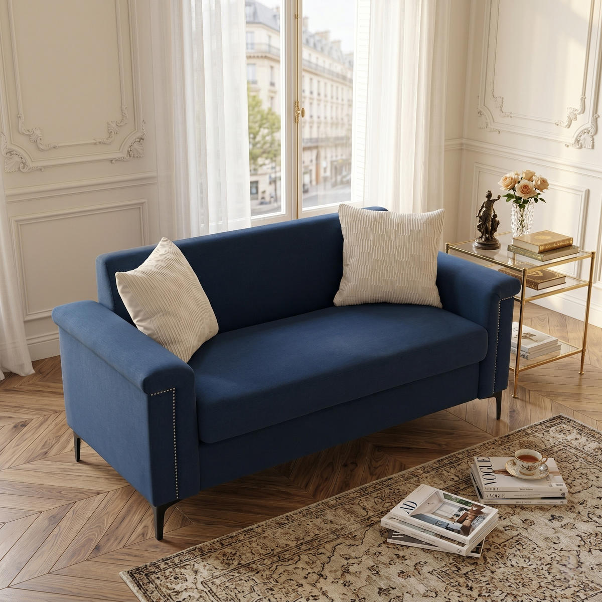 SOFA 2-Sitzer 172/73,5/81,5 cm Blau - Blau, Holz/Textil (73.5/81.5/172cm)