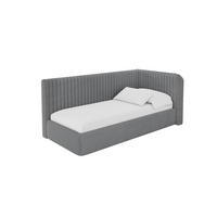 EINZELLBETT Jugendbett mit Bettkasten, Links - AURY 100x200 Dunkelgrau - Graphitfarben, Holzwerkstoff/Textil (100/200cm) - ALTDECOR