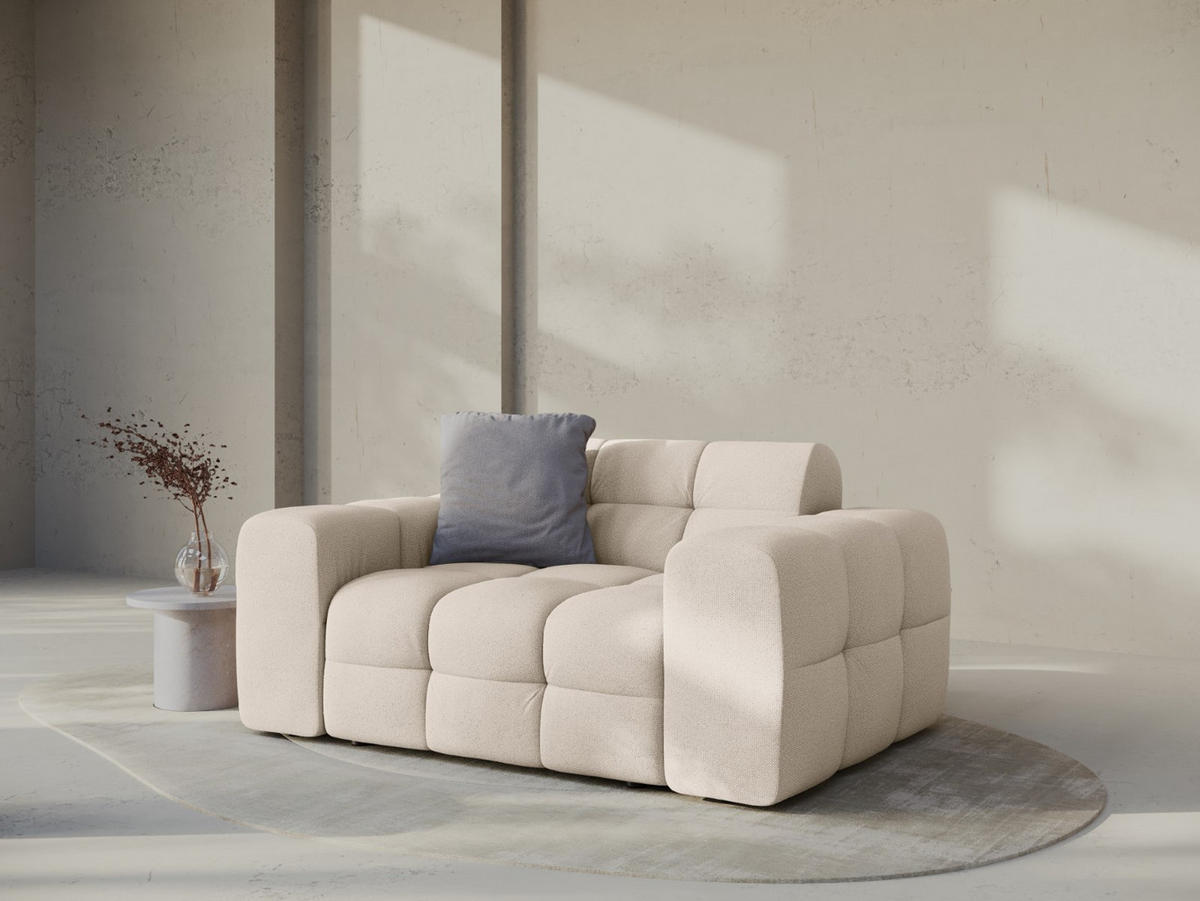 SOFA Kendal aus strukturiertem Stoff beige 2 Sitzplätze - Beige, Textil (156/79/103cm) - Micadoni