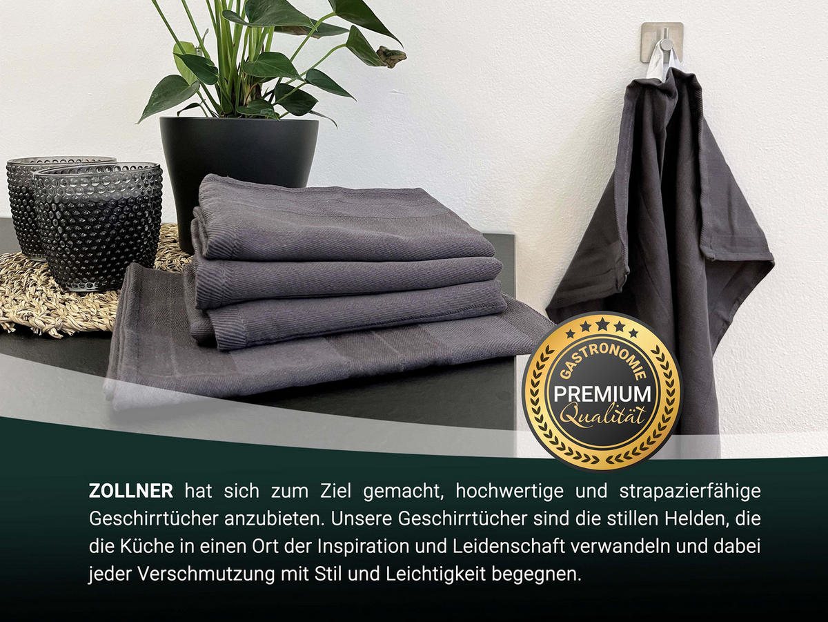 GESCHIRRTÜCHER, 5er-Set, 100% Baumwolle - Anthrazit, Textil (50/70cm) - Zollner