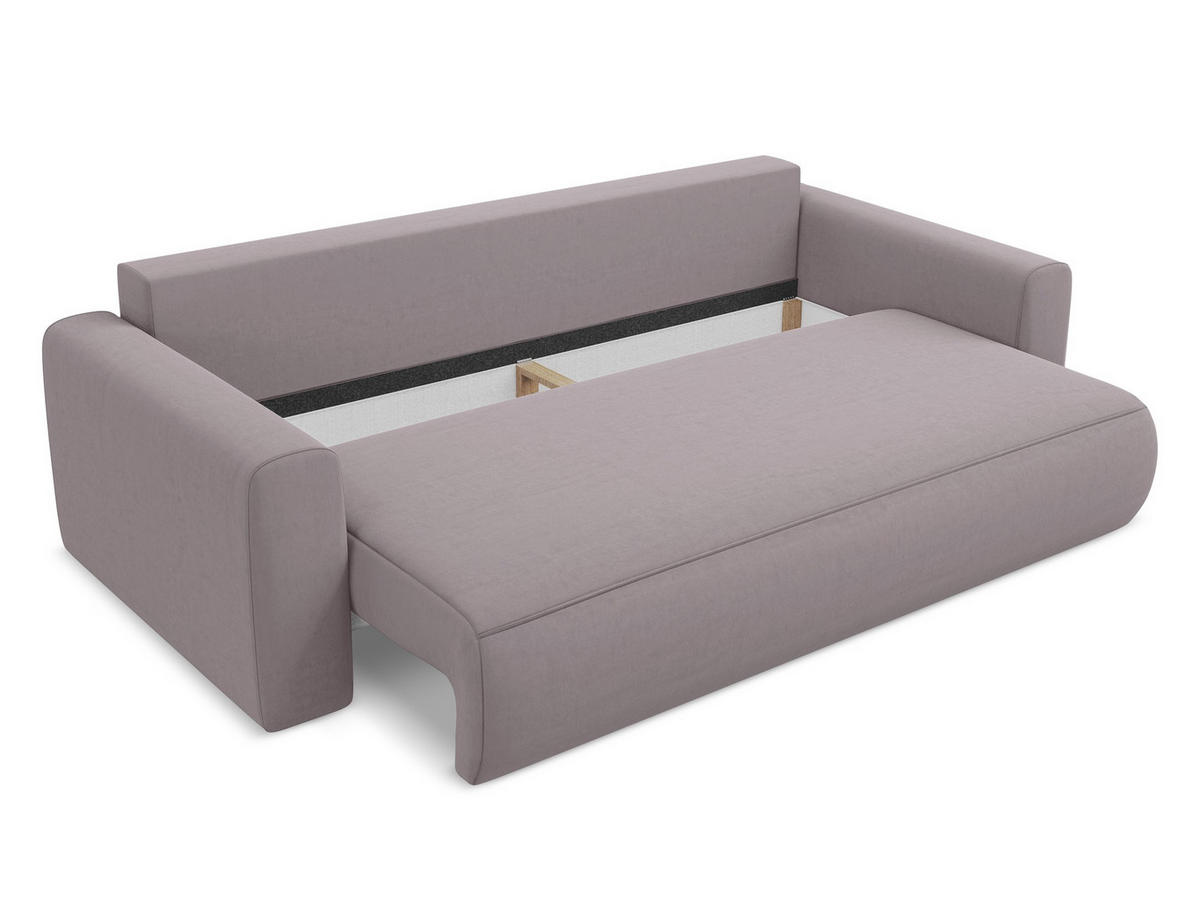 3-SITZER SOFA mit Schlaffunktion Samt Stoff Violett - Lila/Flieder, Kunststoff/Textil (238/82/105cm) - Makamii