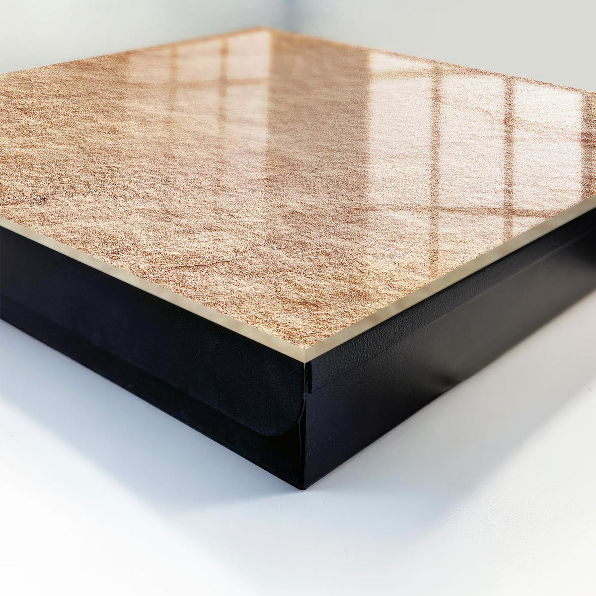 SCHLÜSSELBOX Schwarz 30x30 cm- Türöffnung nach rechts - Sandmuster - Beige, Metall (30/30/5cm) - TULUP