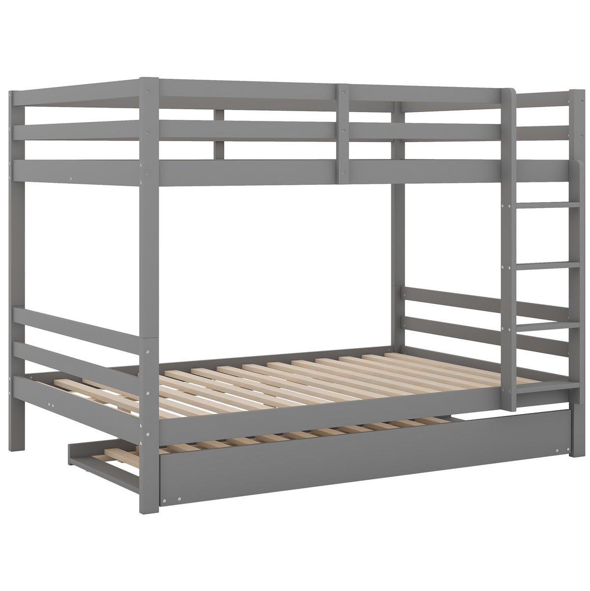 ETAGENBETT 140/200 cm Grau mit Ausziehbett und stabiler Treppe - Grau, Holz (140/200cm) - Flora Grace