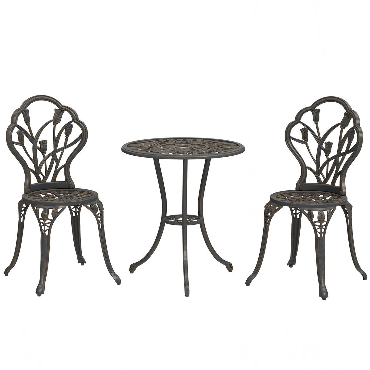 GARTEN-BEISTELLTISCHSET Bronze 3 Stück - Bronzefarben, Naturmaterialien (60/60/67cm) - GiPP