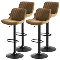BARHOCKER höhenverstellbar 87-109 cm Samt Braun 4er-Set - Braun, Metall (46/86/47cm) - Meubliv
