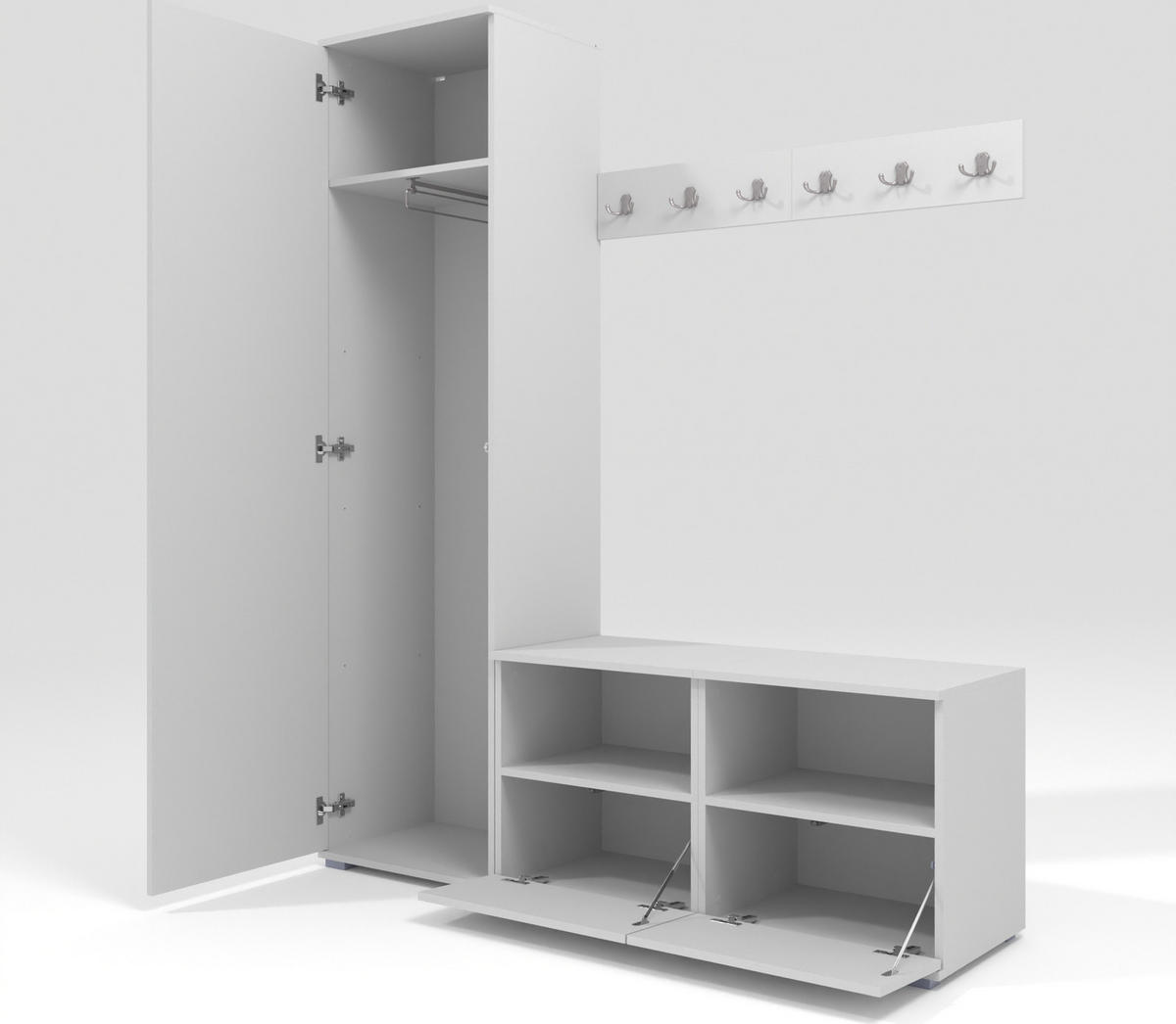 GARDEROBEN-SET Nela II mit gepolsterten Paneelen 150/187/40 - Dunkelgrau/Silberfarben, Holzwerkstoff/Kunststoff (150/187/40cm)