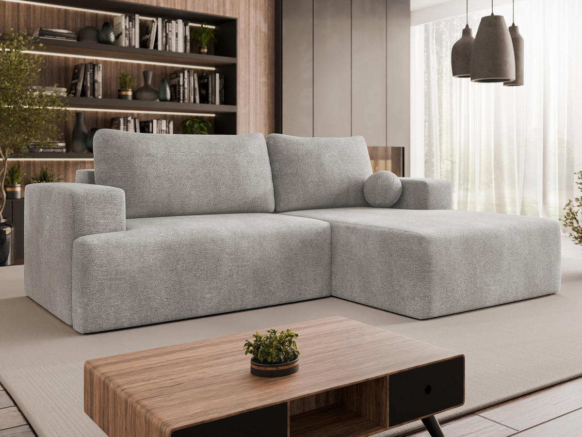 ECKSOFA Mivo, Seite: Rechts - Greige/Schwarz, Holz/Kunststoff (266/163cm) - MIRJAN24
