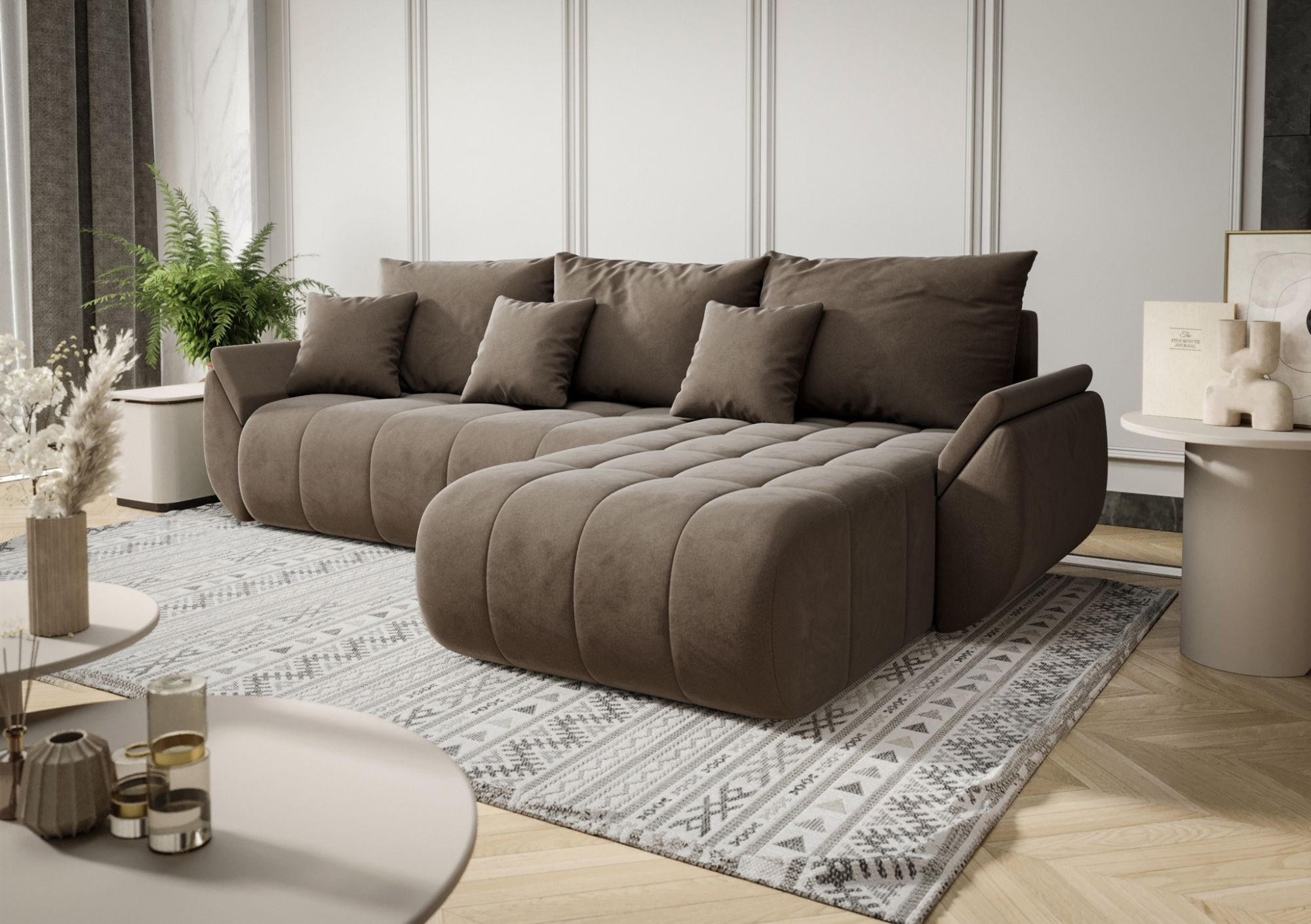 ECKSOFA Akita - Braun, Holzwerkstoff/Textil (280/185cm) - Fun Möbel