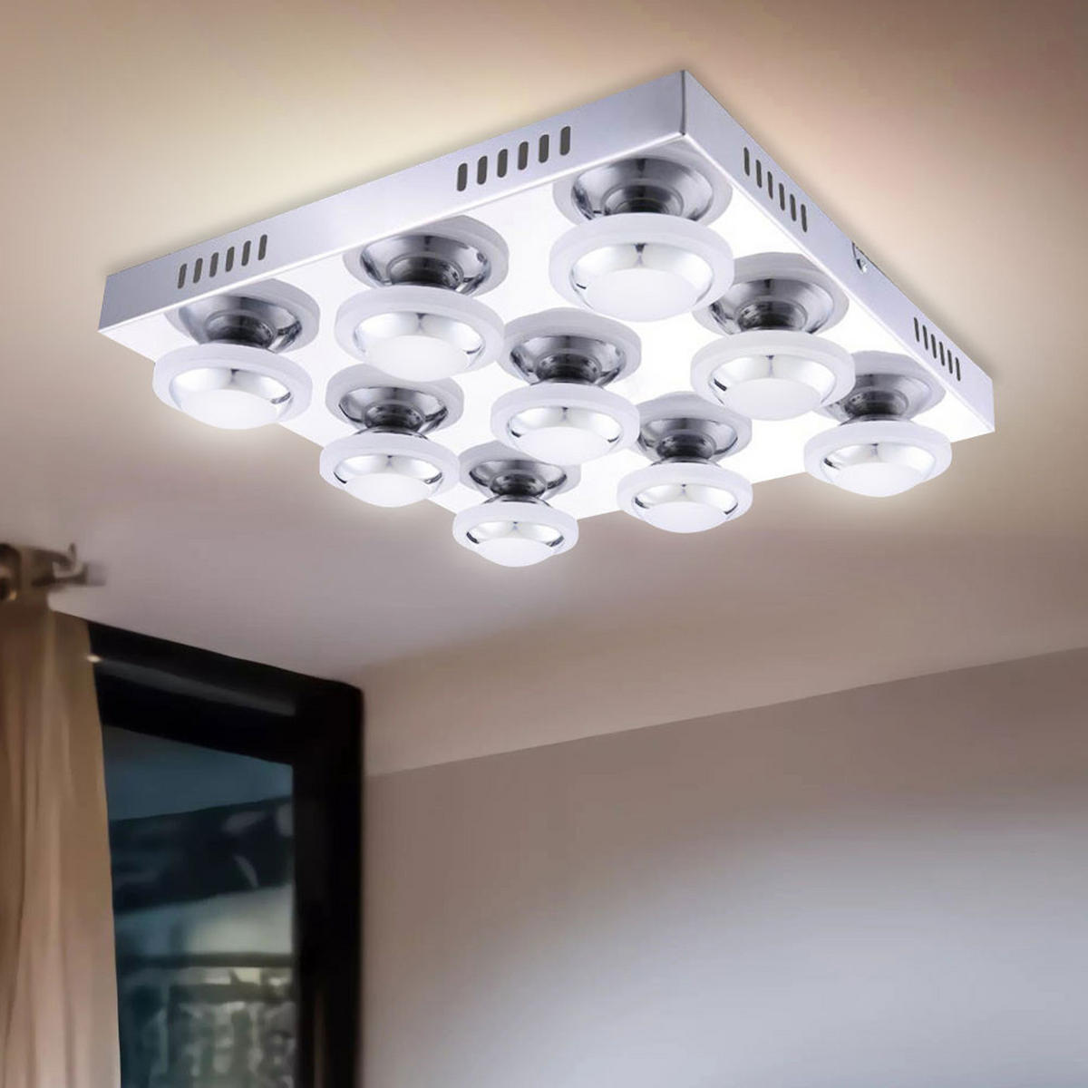 LED DECKENLEUCHTE Carter Silber Chrom - Silberfarben, Metall (38/38/9cm) - Wofi