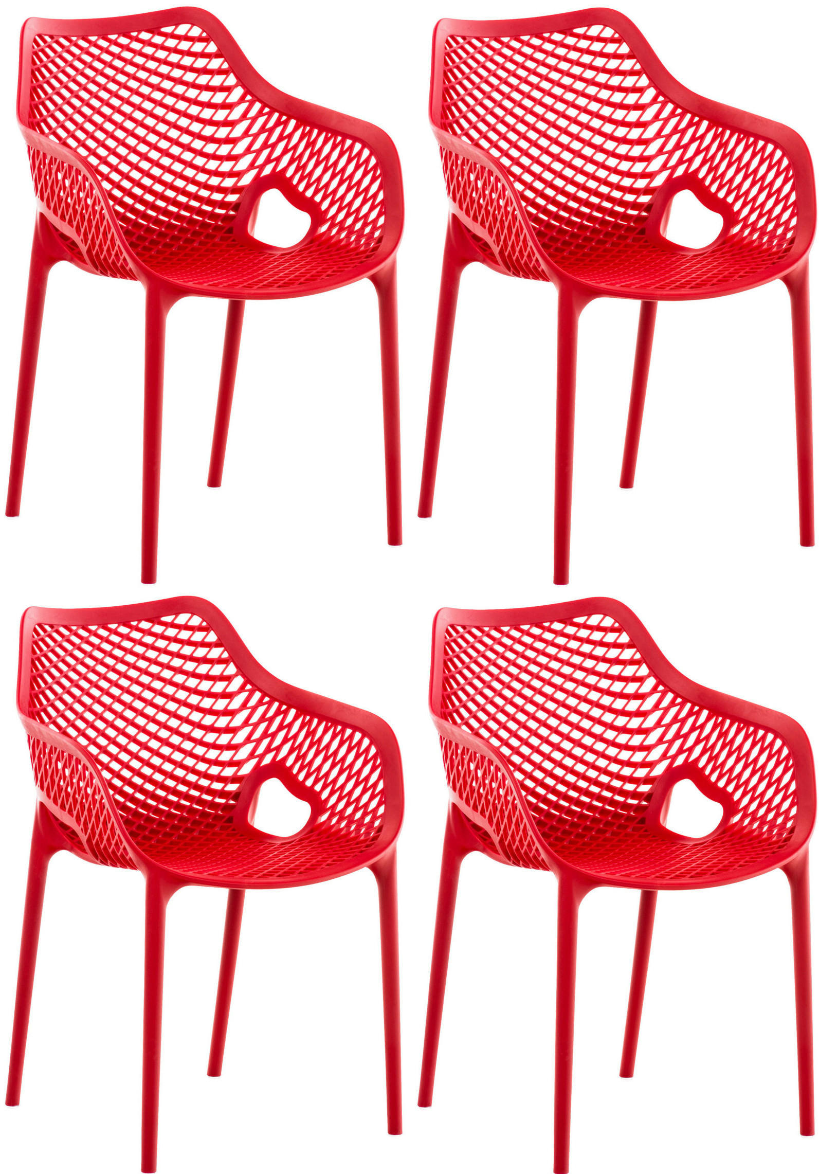 GARTENSTUHL 4er Set Kunststoff rot - Rot, Kunststoff (57/81/60cm) - CLP