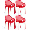 GARTENSTUHL 4er Set Kunststoff rot - Rot, Kunststoff (57/81/60cm) - CLP