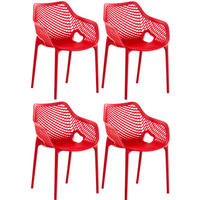 GARTENSTUHL 4er Set Kunststoff rot - Rot, Kunststoff (57/81/60cm) - CLP