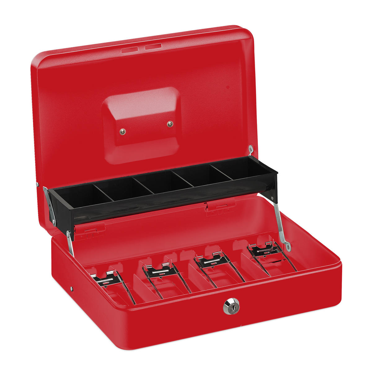 GELDKASSETTE - Rot, Kunststoff/Metall (30.5/8.5/24.5cm) - Relaxdays