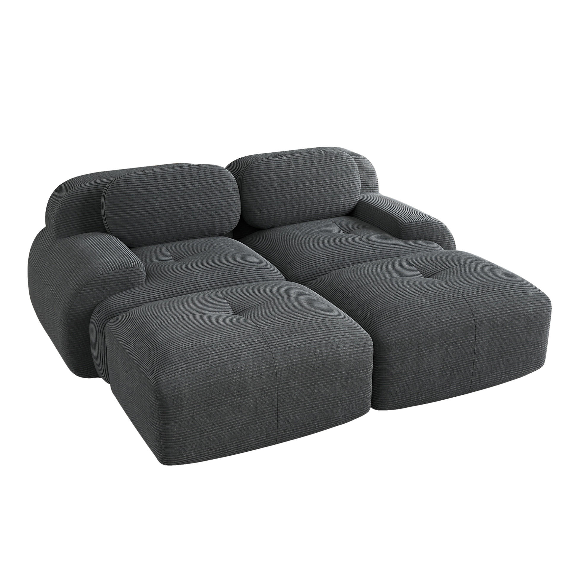 ECKSOFA 208/178/75 cm grau aus Cordstoff modular, rahmenlos und montagefrei - Grau, Textil (178/208cm) - OKWISH