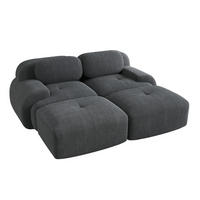 ECKSOFA 208/178/75 cm grau aus Cordstoff modular, rahmenlos und montagefrei - Grau, Textil (178/208cm) - OKWISH