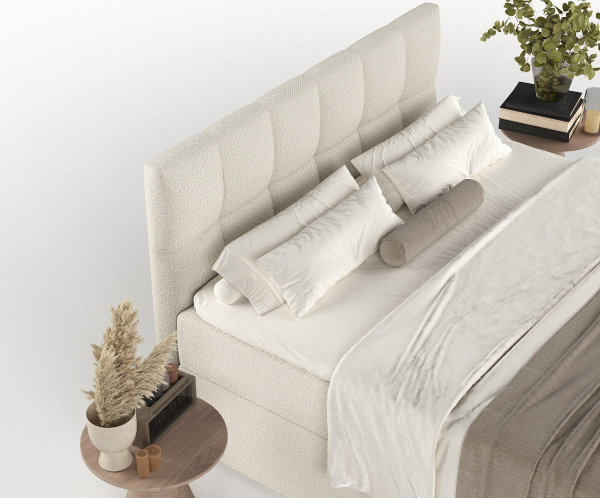 BOXBETT Shay Beige 160/200 cm - Beige/Schwarz, Holz/Holzwerkstoff (160/200cm) - Maison de Reve