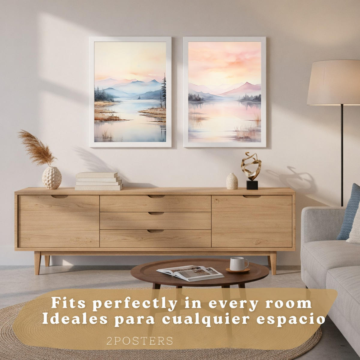 PLAKAT Sada 2 Východ slunce A4 bez rámu - čirá, papír (29.7/1/21cm) - Nacnic