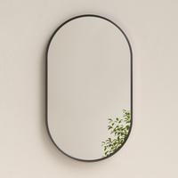 WANDSPIEGEL Umweltfreundlicher Glasspiegel Ovale Schwarz 80/60/2 cm - Schwarz, Glas/Metall (60/80/2cm) - EMKE