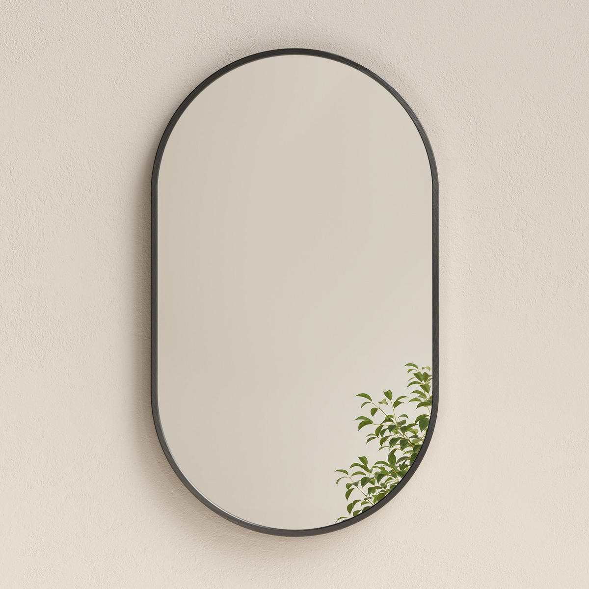 WANDSPIEGEL Umweltfreundlicher Glasspiegel Ovale Schwarz 80/60/2 cm - Schwarz, Glas/Metall (60/80/2cm) - EMKE