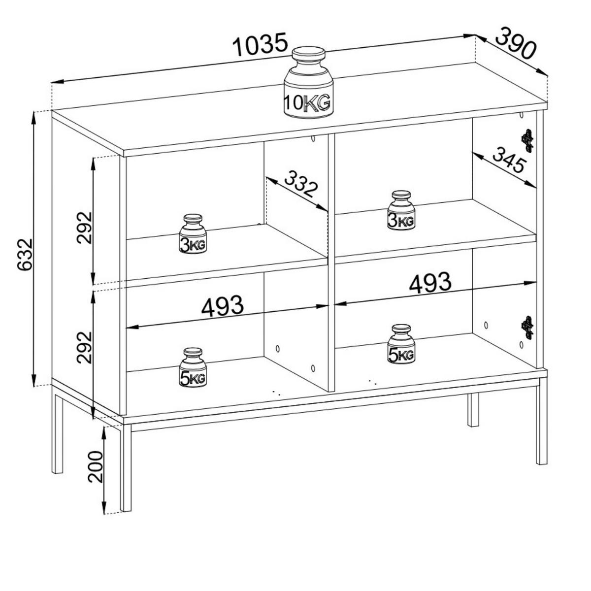 KOMMODE Lagos 104 cm mit Beleuchtung Kaschmir - Kaschmir, Holzwerkstoff/Metall (104/83/39cm) - Ravio